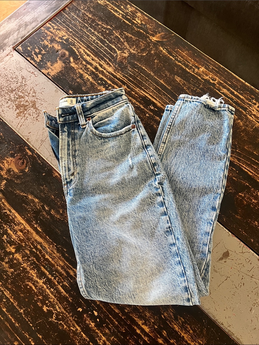 Abercrombie & Fitch Light Blue High-Rise Mom Jeans